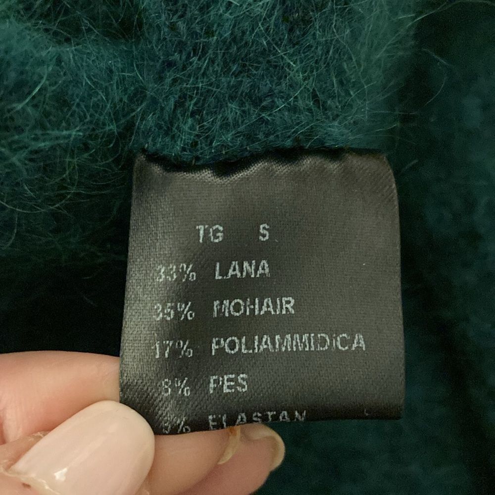D. Exterior Made In Italy Open Cardigan Sweater in Green. Wool/Mohair. Size S. - Picture 6 of 7